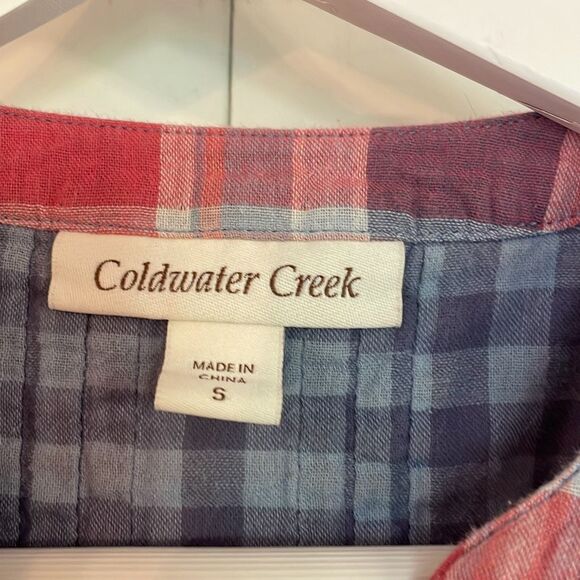 Coldwater creek pink plaid pintuck flannel popover blouse size small - Picture 4 of 10